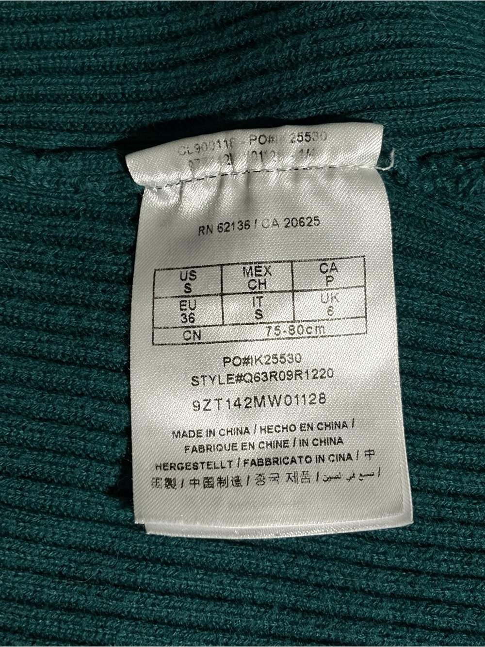 GUESS Ribbed Full-Zip Knit Cardigan Sweater - Dark Green - Picture 6 of 7